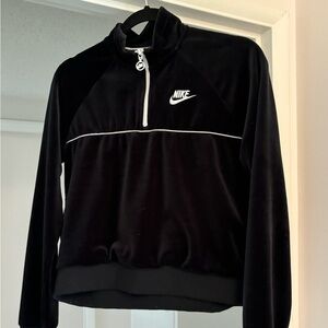 Black Velvet textured Nike Zip-Up Crop